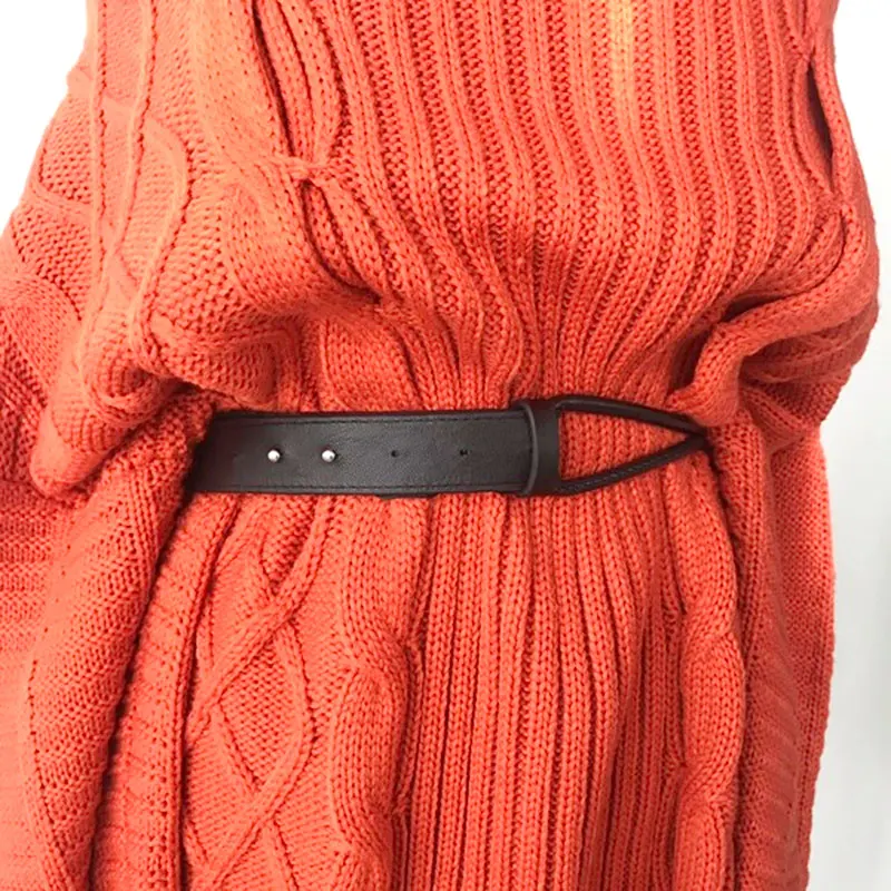 

New 2020 Harajuku Turtleneck Off Shoulder Pullover Women Sweater Dress Loose Casual Lazy Oaf Tricot Robe Pull Distribution Belt