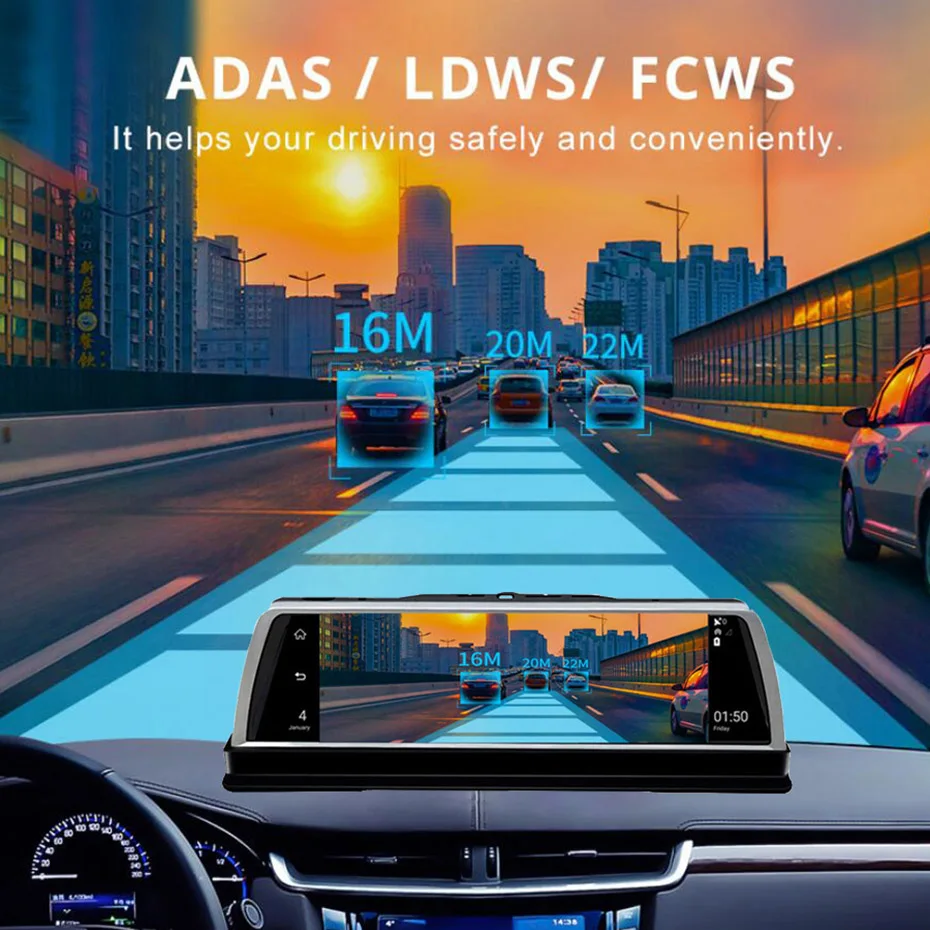 WHEXUNE Автомобильная камера DVR 1" Android gps навигация ADAS wifi 1080P видео рекордер 4G Bluetooth Камера заднего вида 4 канала 2 Гб