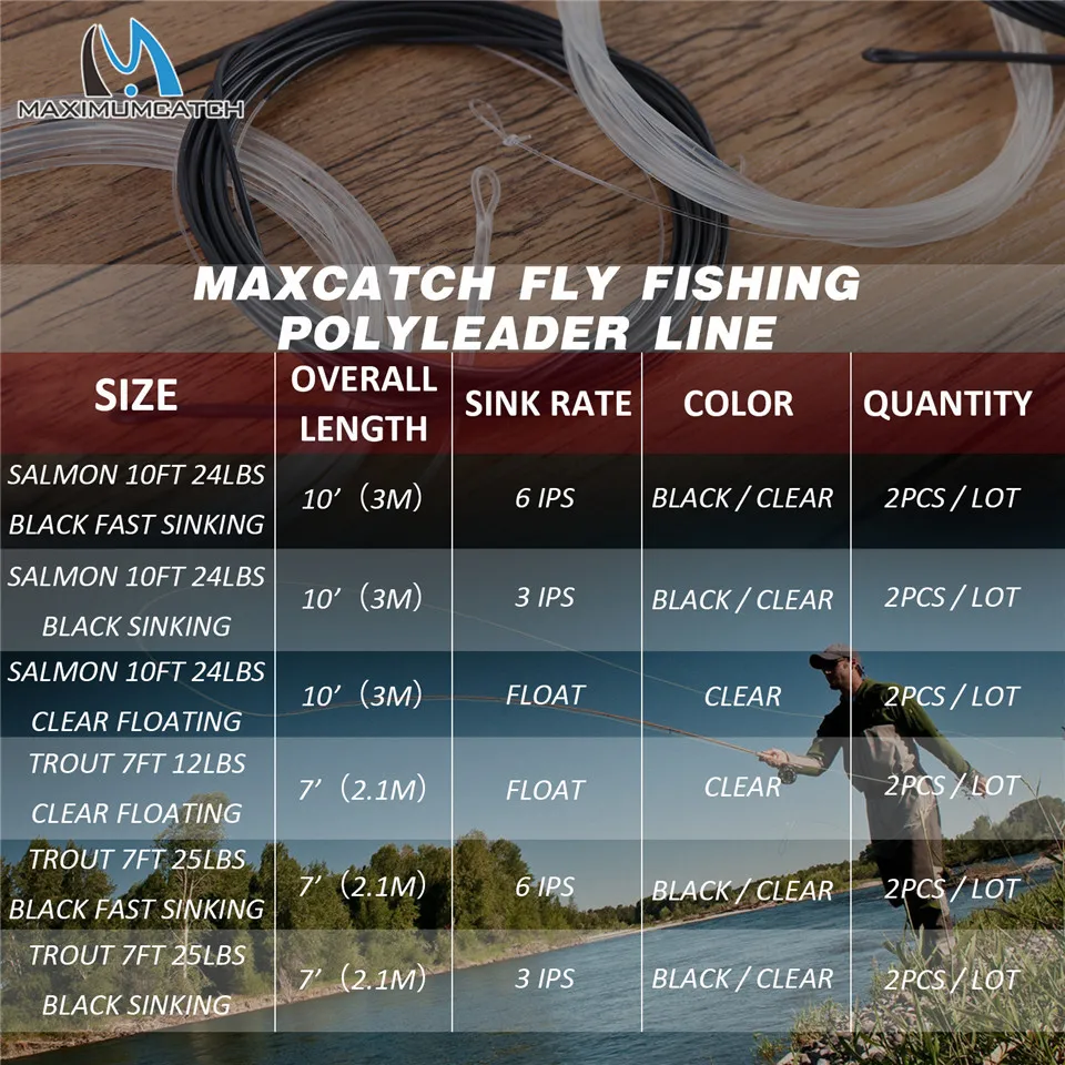 Maximumcatch 2 шт 5-10ft 10-25lb черный цвет Рыбалка поли лидер 6ips тонущий лидер линия