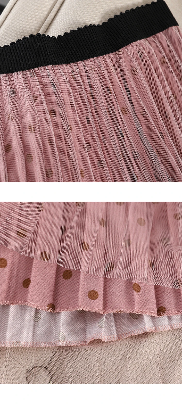 Женский комплект из двух предметов Однотонный свитер с поясом и юбка в горошек