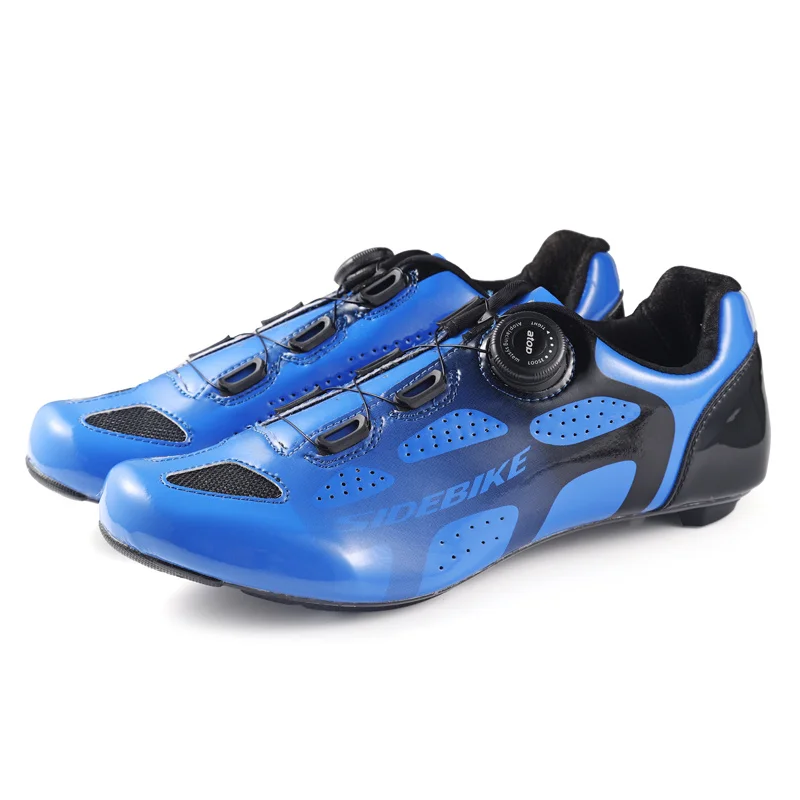Blue shoes sidebike, обувь для велоспорта, с SPD KEO, сверхлегкая, 430 г, обувь для гонок, шоссейного велосипеда, мужские профессиональные велосипедные кроссовки - Цвет: Blue shoes