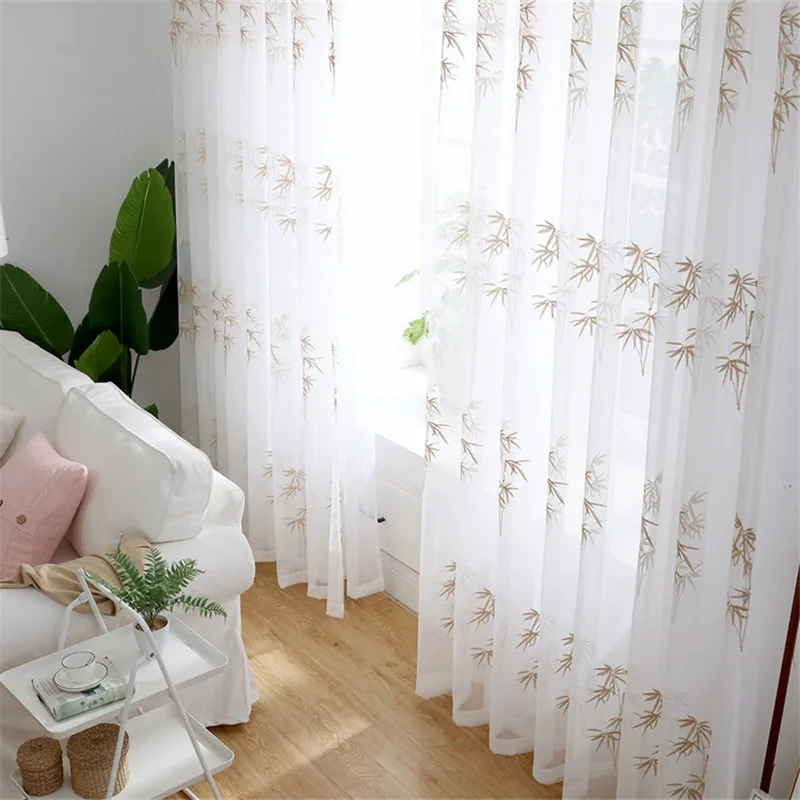 Вышитая богатая бамбуковая Цветочная кружевная вуаль занавеска занавес комнаты