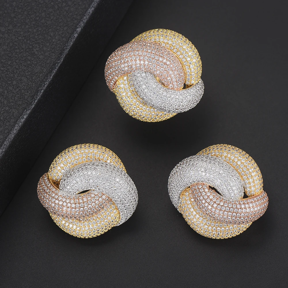 Роскошный комплект свадебных украшений LARRAURI серьги с цирконием кубической огранки и кольцо набор украшений для женщин