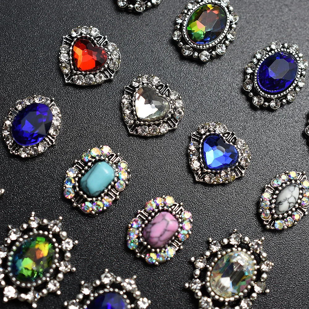 100 шт серебряное квадратное сердце AB горный хрусталь украшения для ногтей камни