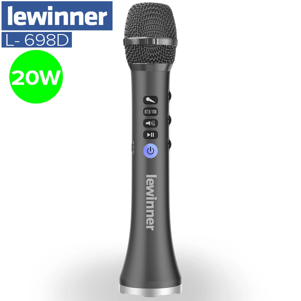 Portátil sem Fio Ktv para Cantar e Jogar Lewinner Profissional Bluetooth Karaoke Microfone Alto-falante Mini Casa Música L-698d 20w