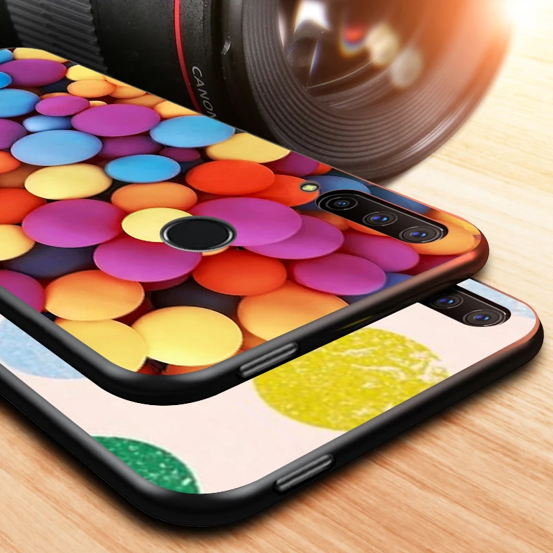 

Colorful Polka Dots for Huawei Honor 30 20 10 9S 9A 9C 9X 8X MAX 10 9 Lite 8A 7C 7A Pro Silicone Black Phone Case