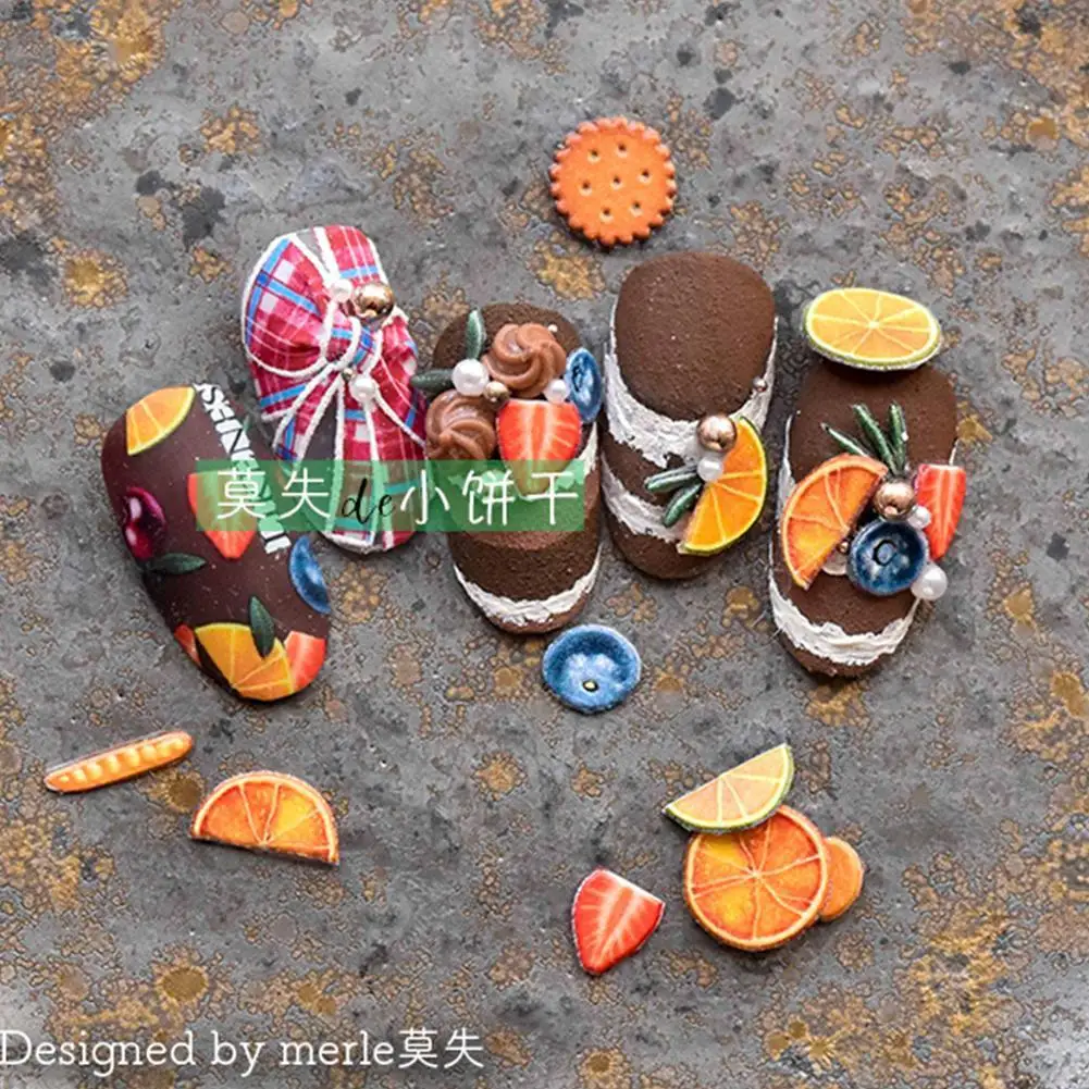 

Cute Cracker Fruit Nail Art Sticker Japanese 5d Engraved Decoration Hot Art New Nail 2021 Sticker Biscuit Nail Embossed Sti L4B1