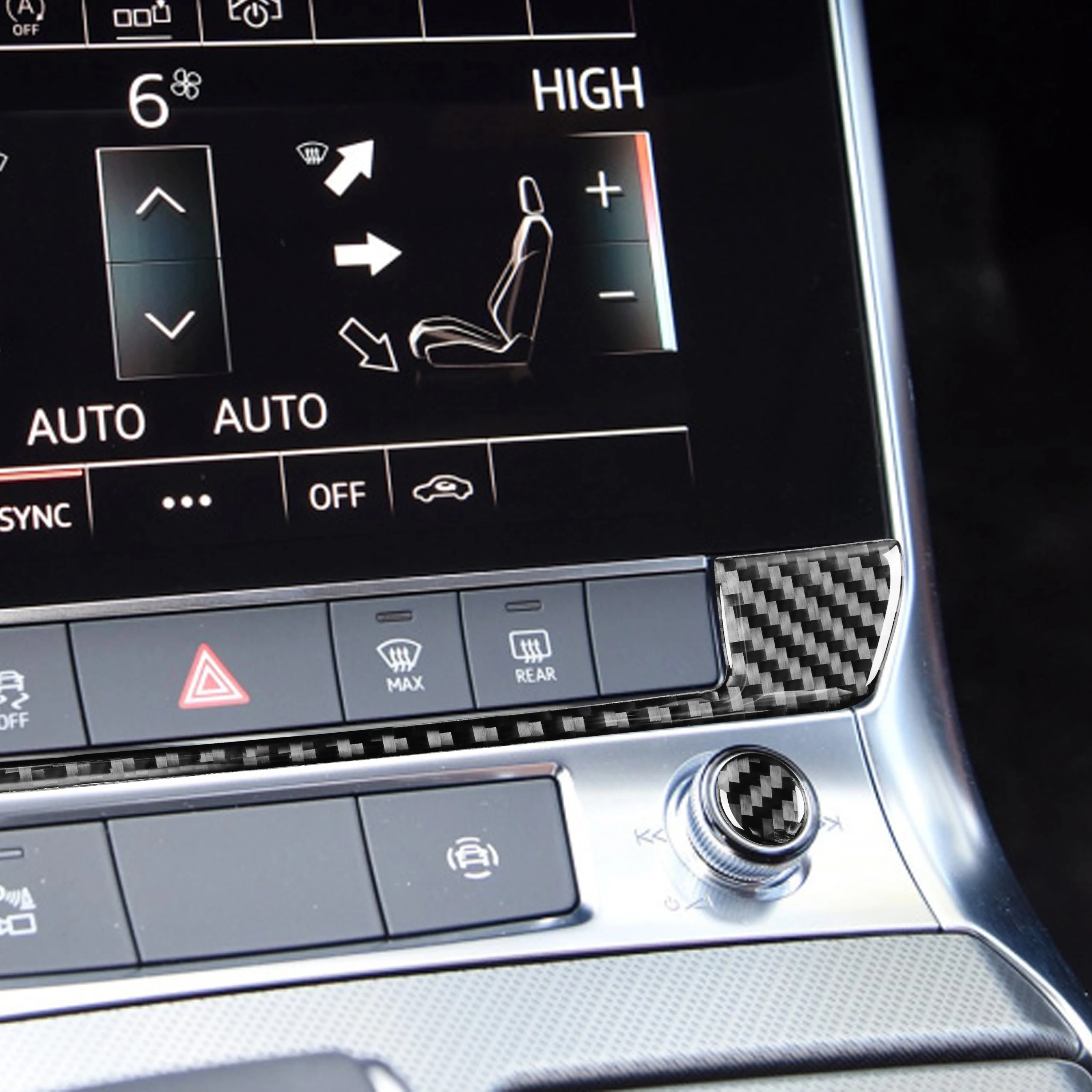 

Для 2019 Audi A6LA7 кнопки панели предупреждения автомобильные аксессуары интерьерные черные наклейки из углеродного волокна декоративные накле...