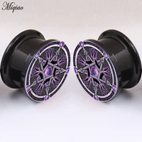 miqiao 2pcs trendy explosion style acrylic flame pentagram ear expander 4mm 25mm exquisite body piercing jewelry
