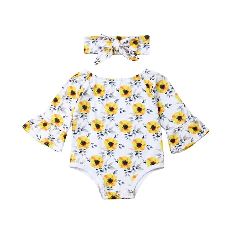 Одежда для новорожденных и маленьких девочек боди с круглым вырезом длинными