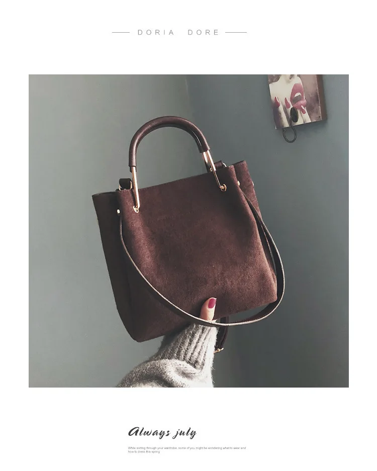 

Korean version of sanded three-dimensional bucket bag simple fashion magnetic button single shoulder oblique span women's bag