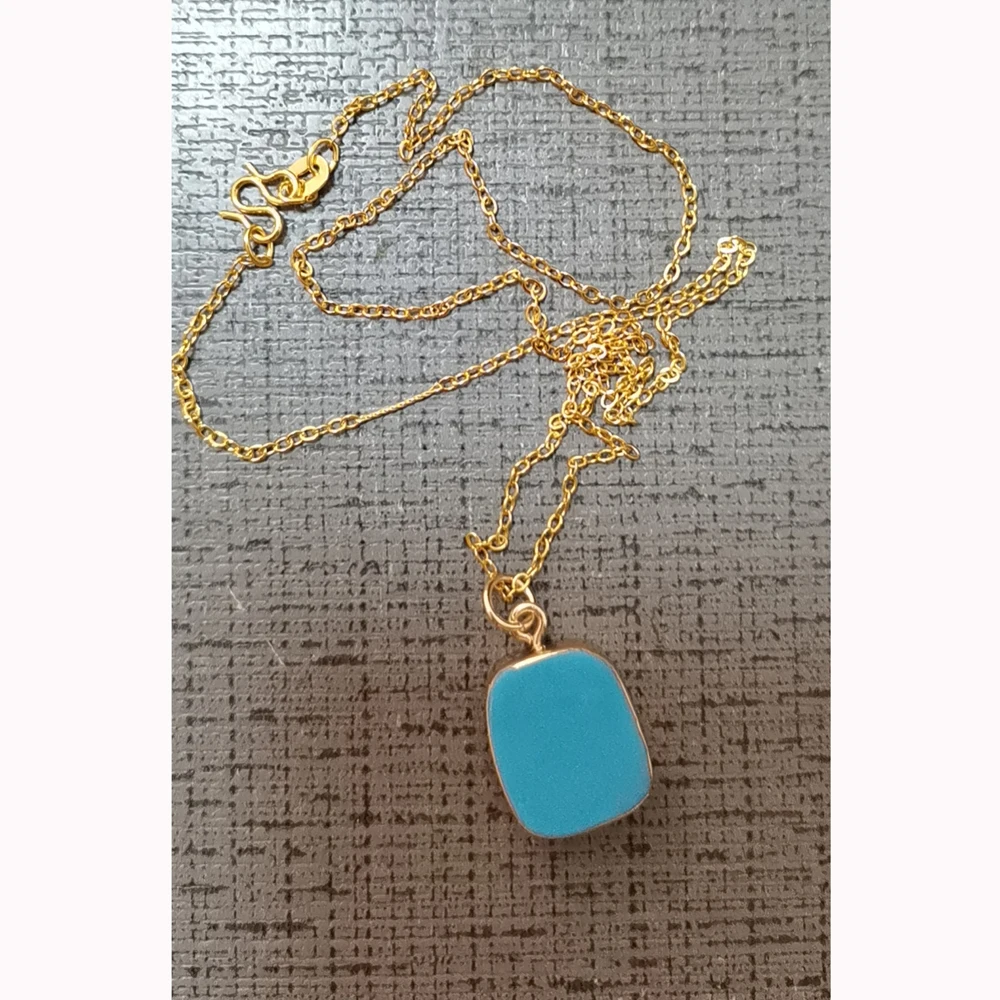 Turquoises Necklace Gold Layering Gem stone Necklace Gift for Mom Birthday Gift For Her Dainty Elegant Chain Unique Girlfriend images - 6