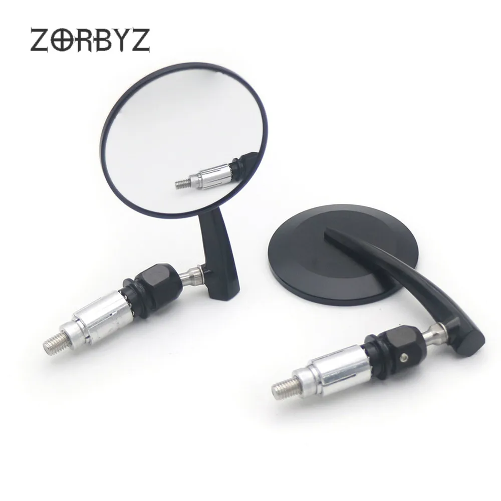 Черные мотоциклетные боковые зеркала заднего вида ZORBYZ с круглой ручкой в стиле