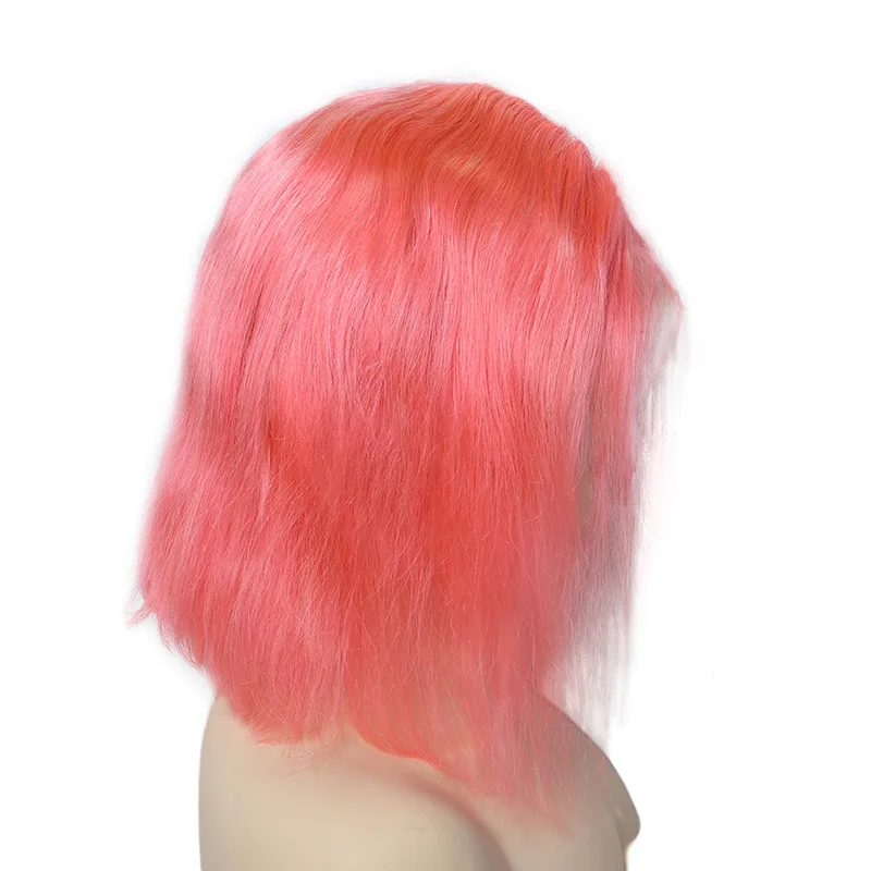 Salmon Pink Светильник, коричневый короткий Боб, кружевные передние парики из человеческих волос для женщин, бразильские волосы Remy, шелковистые прямые черные 613 блонд, парик на кружеве CARA - Цвет: Salmon Pink