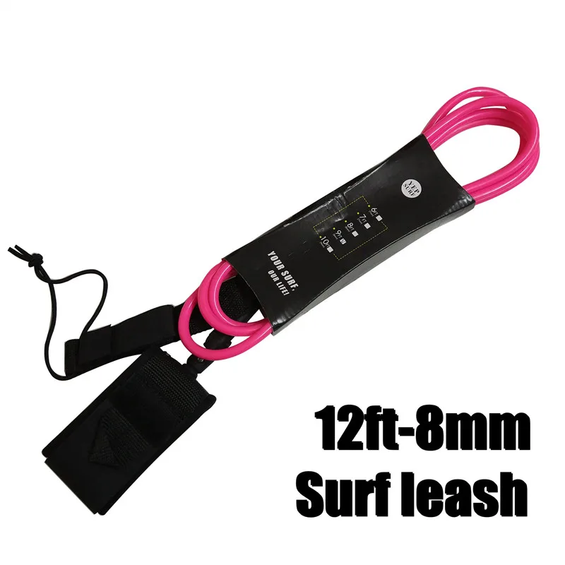 1 шт. Yep. surf прямой поводок 8 футов, 9 футов, 10 футов, 11 футов, 12 футов 8 мм для серфинга цветной поводок для серфинга - Цвет: 12ft-8mm pink