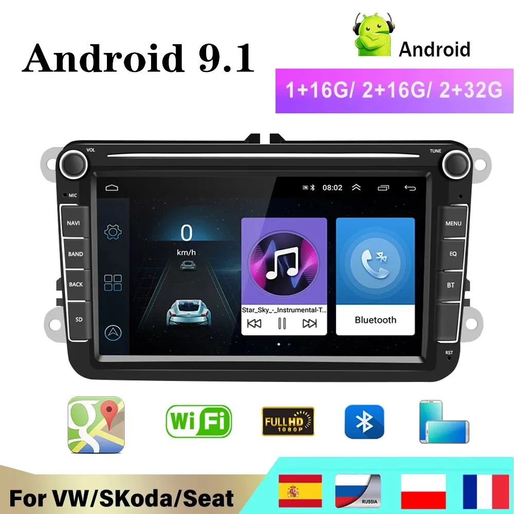 

Автомагнитола 2 Din, Android 9,1, GPS, мультимедийный плеер для VW/Volkswagen/Golf/Polo/Passat/b7/b6/SEAT/leon/Skoda, Wi-Fi