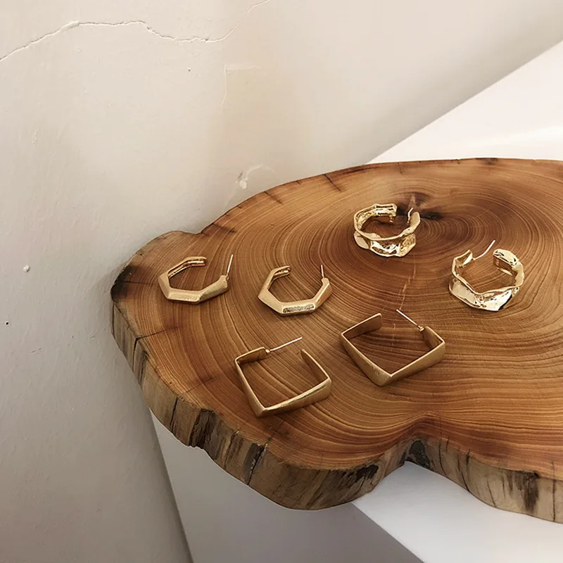 Женские витые металлические серьги корейский стиль холодный ветер аксессуары