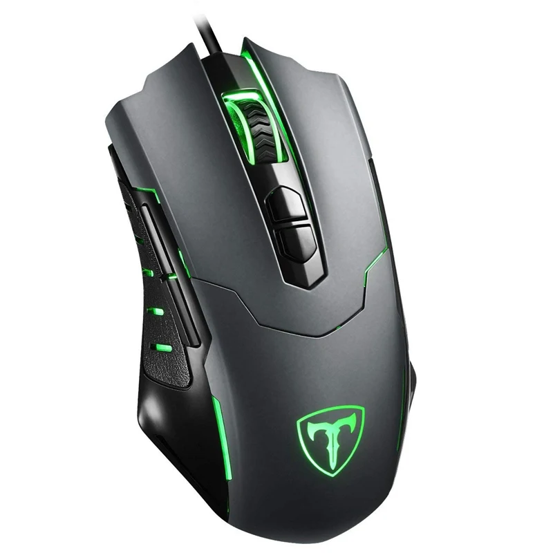 Зеленый PICTEK 7200 dpi Проводная игровая мышь, геймерские мыши, Mause, 5 уровней, Регулируемая игровая эргономичная мышь для компьютера, ноутбука - Цвет: Зеленый
