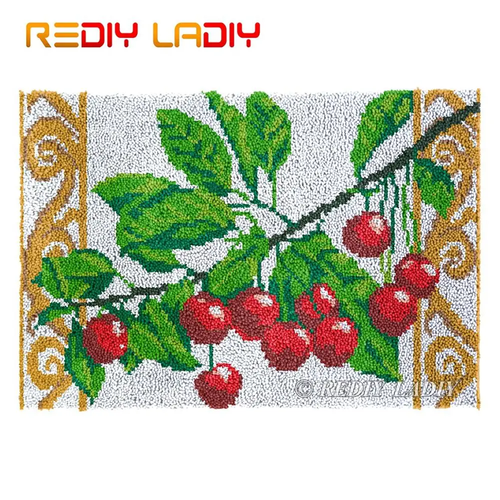 

Крюк с защелкой ковер ветка вишни на не сужающемся книзу массивном гобелен с пряжей Наборы вяжущие крючком Подушка Мат DIY ковер рукоделие Хо...