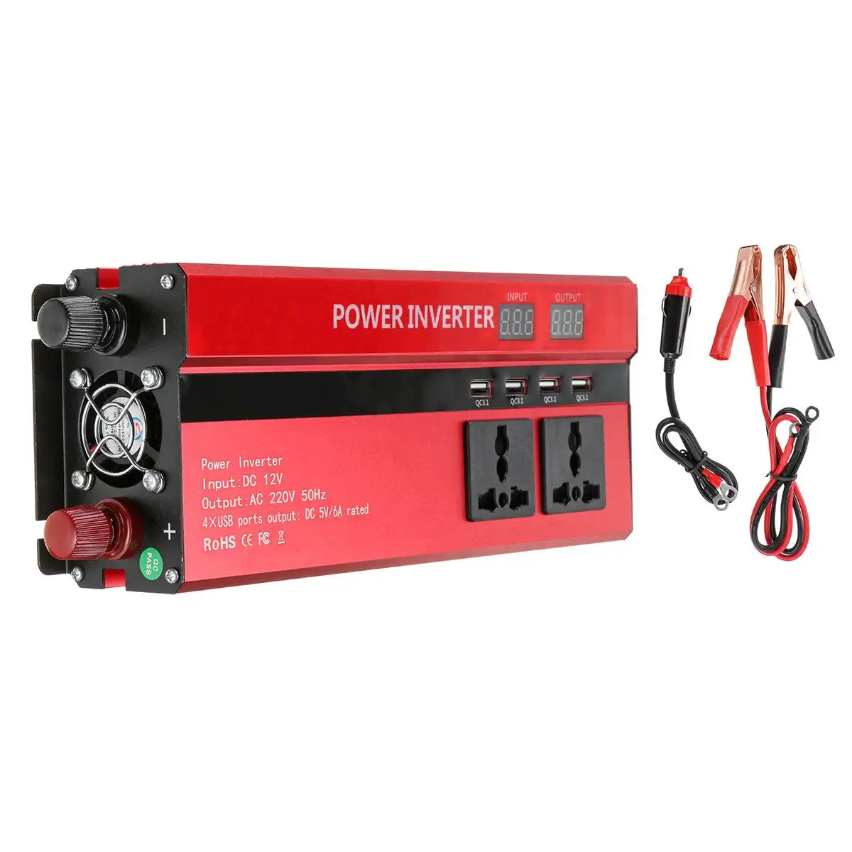 12V 220V 5000W солнечный инвертор светодиодный дисплей Автомобильный 4 USB порта