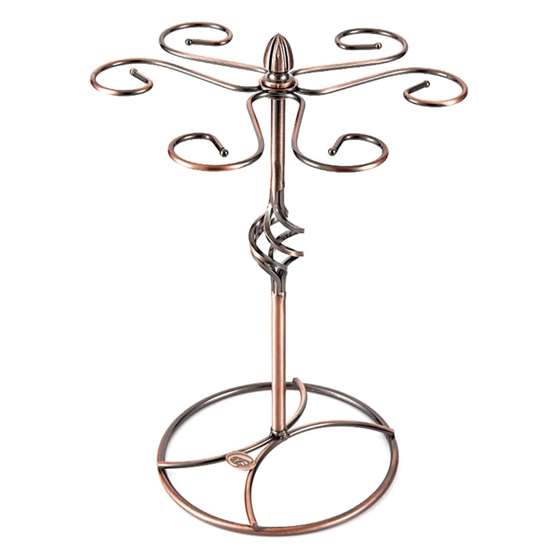 

Creative Iron Wire Hollow Wine Rack Stand Hanging Drinking Glasses Stemware Rack Shelf 6 Hooks Wine Glass Cup Holder