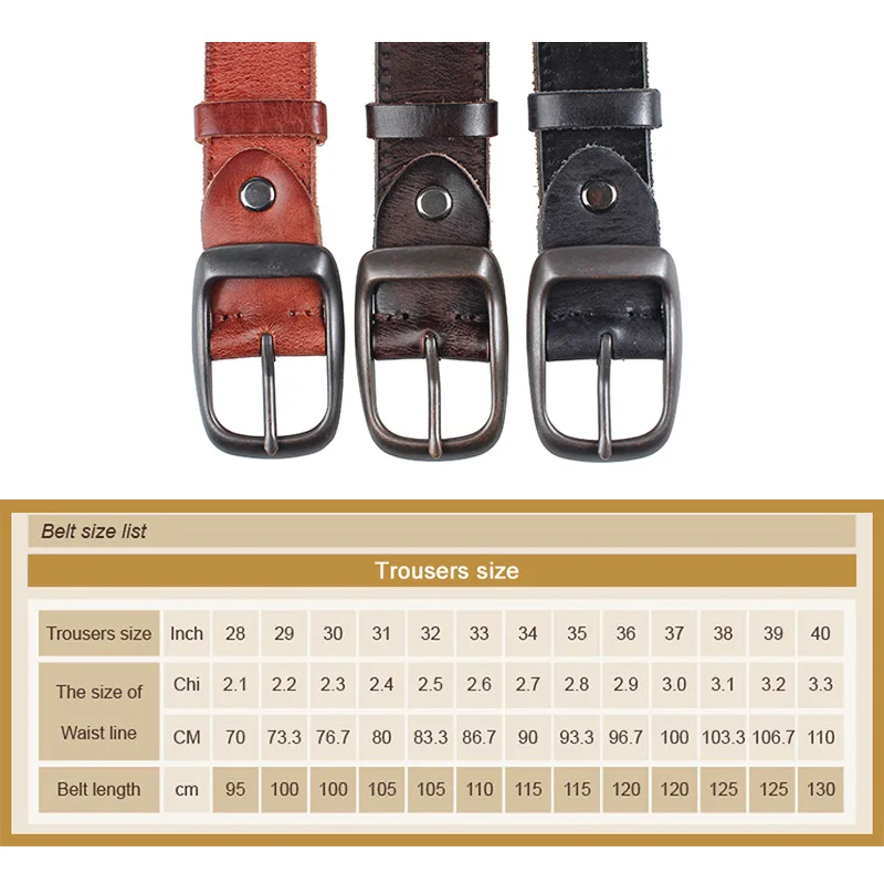 

Men's Belt Retro Design Cowhide Leather Belts For Men Jeans Casual Pants Decorated Width 3.2cm MD168