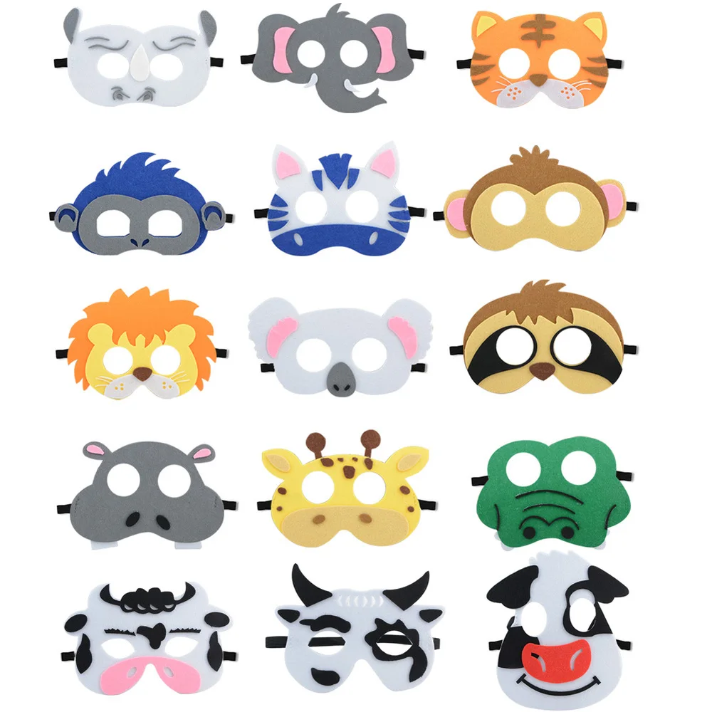 15 шт. Safari Jungle Animal Feel Masks Маскарадная маска праздничные вечерние аксессуары