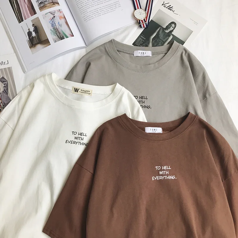 

Women Short Sleeve T-shirts Loose Harajuku Plus Size 3XL Letter Printed Chic Simply All-match Women Korean Style Ulzzang Leisure