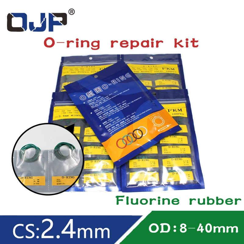 Зеленое уплотнительное кольцо FKM CS2.4mm OD8/9/10/11/12/13/14/15/16/17/18/19/20/21/22/23/24/25/26/27/28/29/30/31/32/33/34/35/36/37/38/40*2,4 мм