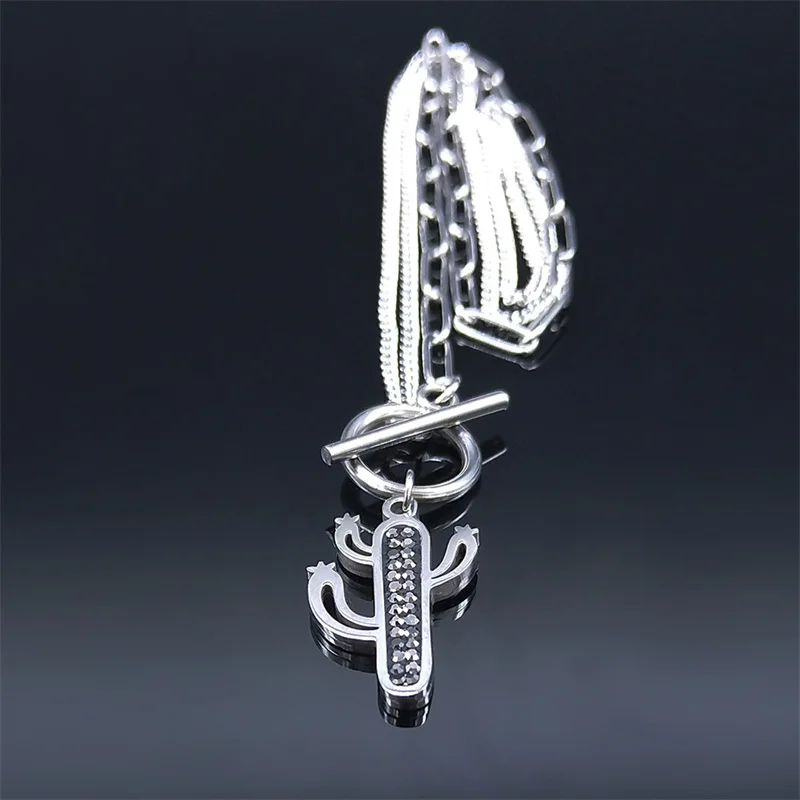 Женское колье-чокер из нержавеющей стали с черными кристаллами