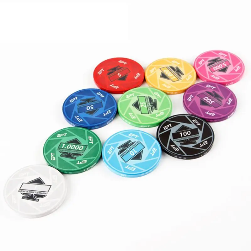 5 шт. EPT керамические фишки Техасского покера профессиональные круглые монеты для