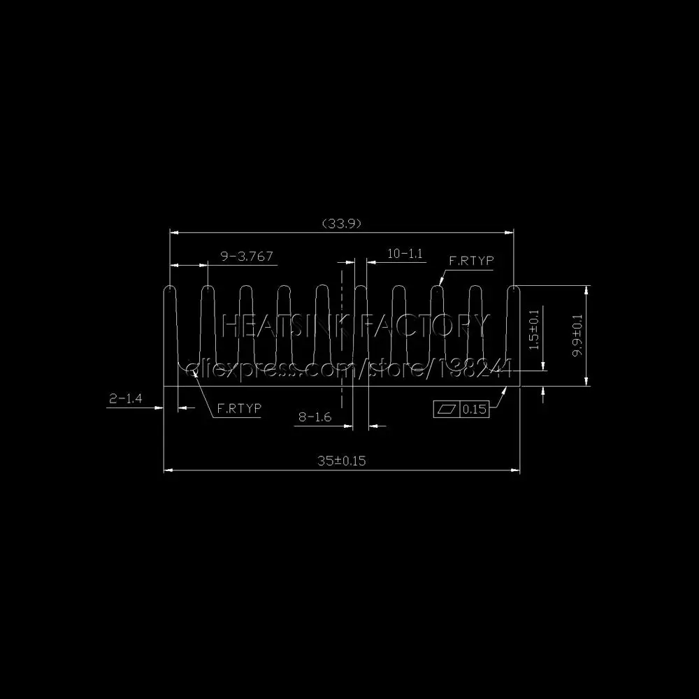 Алюминиевый радиатор для охлаждения 10x35x10 мм