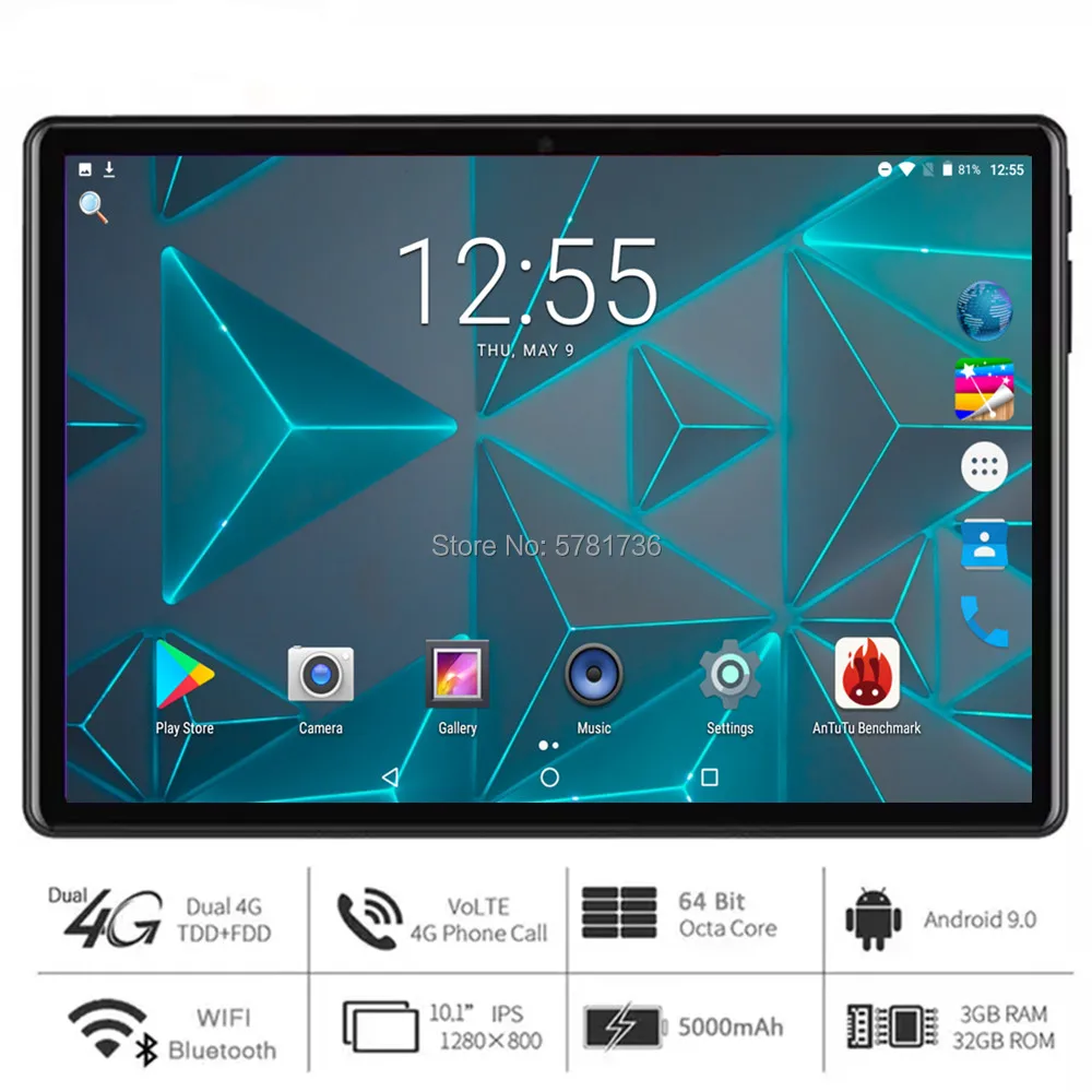 Планшет на Android 9 0 10 дюймов 4G 32 ГБ ОЗУ 3 Гб ПЗУ Wi Fi Bluetooth GPS двойная HD веб камера 64 TF