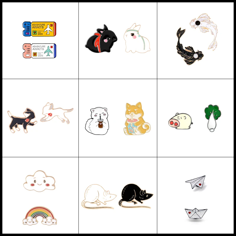 Брошь из металлического сплава для женщин Милая брошь в мультяшном стиле с