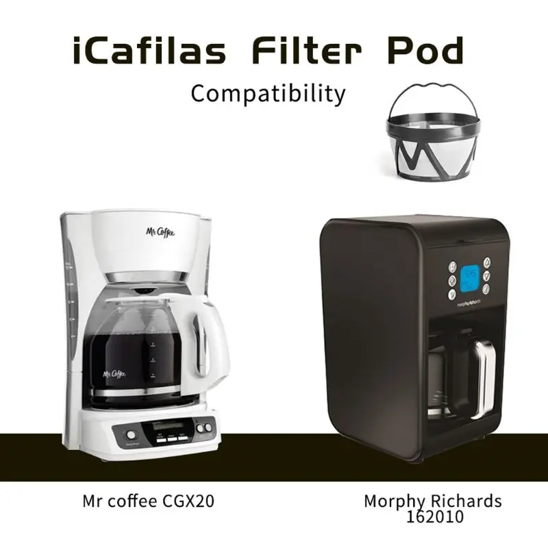 

Reusable Stainless Steel Coffee Filter Basket Mesh Strainer Replacement Brewer