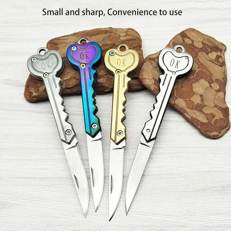 Мини-нож в виде ключа складное кольцо для ключей брелок ящик складной карманный