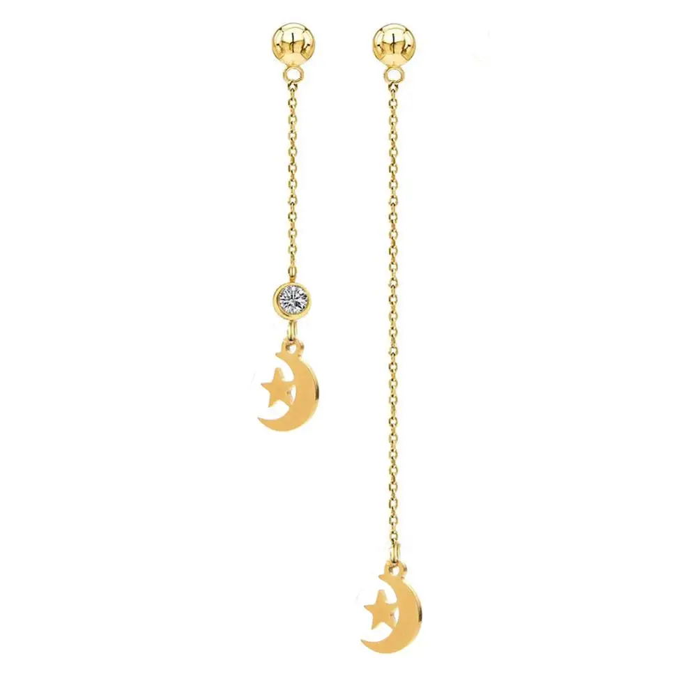 MinaMaMa серьги-капли из нержавеющей стали с цепочкой в виде луны для женщин новые