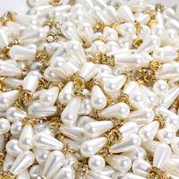 20 pcs imitation pearl drop pendant environmentally friendly abs glass rhinestone gold diy earrings zipper handmade clothing