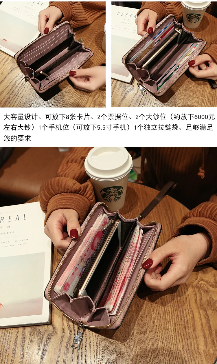 Женский Длинный кошелек с милым бантом, портативный клатч, новинка, кошелек, держатель для карт, кошелек