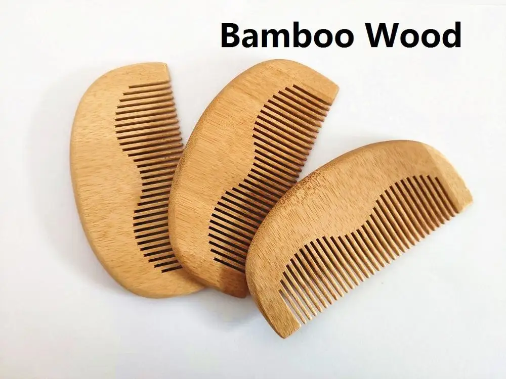 1PCS Natural Bamboo Wood Fine-Tooth Moon Comb Women Hair Care Professional Men's Beard Tools | Красота и здоровье