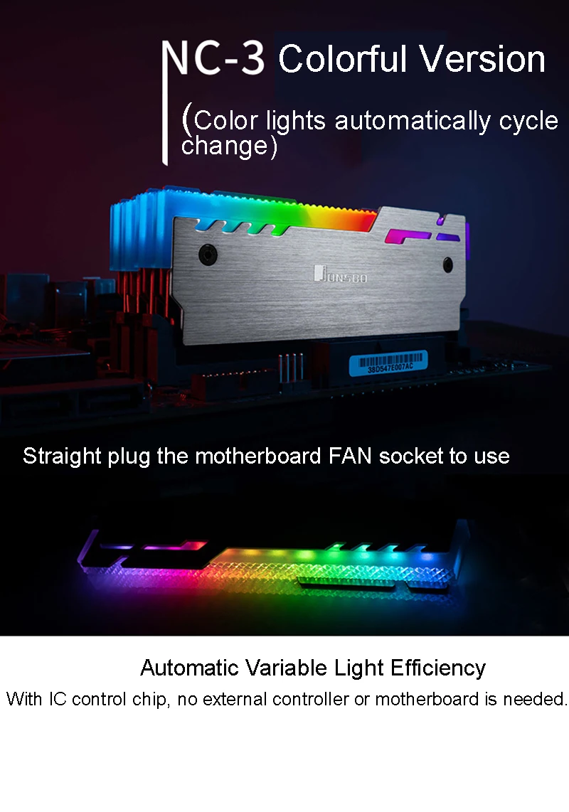 4 шт./лот JONSBO NC-3 светящийся жилет с памятью RGB радиатор 12 в маленький 3 Pin аура светодиодный алюминиевый радиатор Настольный теплоотвод ОЗУ