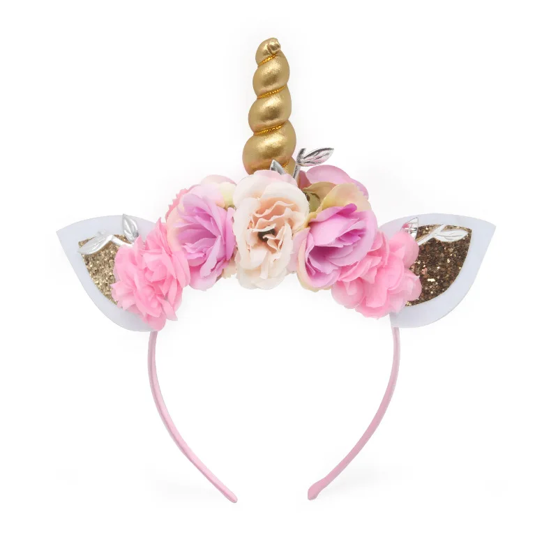 

Brand New 2021 Women Kids Party Fancy Dress Cosplay Unicorn Horn Headband Flower Horn Girls Headwear Birthday Hair Accessories