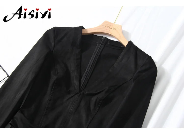 Черное платье из искусственной кожи для женщин привлекательное облегающее