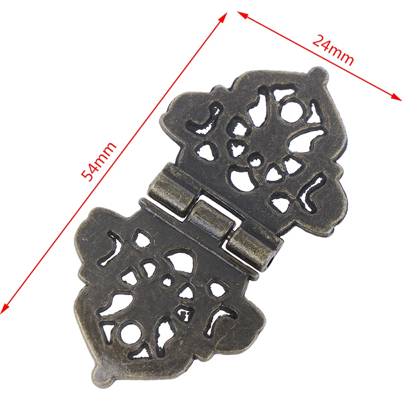 

2pcs 24*54mm Metal Hinges Cabinet Door Butt Hinges Vintage Alloy Hollow Flower Hinge Chinese Furniture Hardware For DIY Box