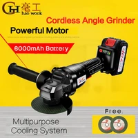 cordless angle grinder 20v lithium ion 6000mah grinding machine cutting electric angle grinder grinding power tool for home diy