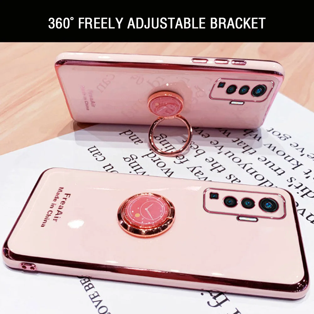 

Fashion Plating Ring Stand Mobile Phones Case For 6 7 8 X XS XR Max 11 12 13 Pro Mini Cottagecore Soft Smartphone Back Cover