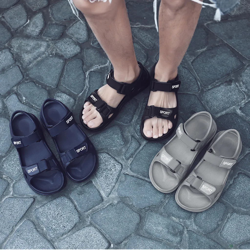 Мужские Пляжные шлепанцы Однотонные Повседневные Дышащие квартиры сандалии с