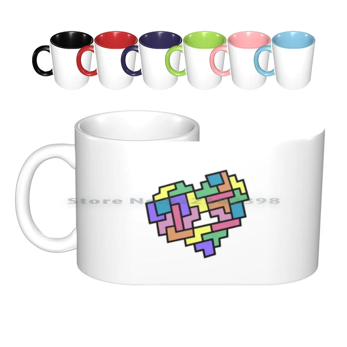 

Отсутствующая часть... Керамические кружки, кофейные чашки, кружка для молока, чая, сердце, тетрис, креативный тренд, винтажная Подарочная бу...