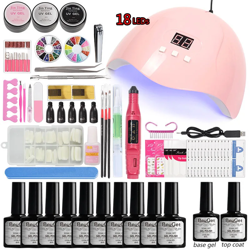 Маникюрный набор с ФРЕЗОЙ для ногтей 80 Вт/48 Вт Светодиодная лампа сушки гель