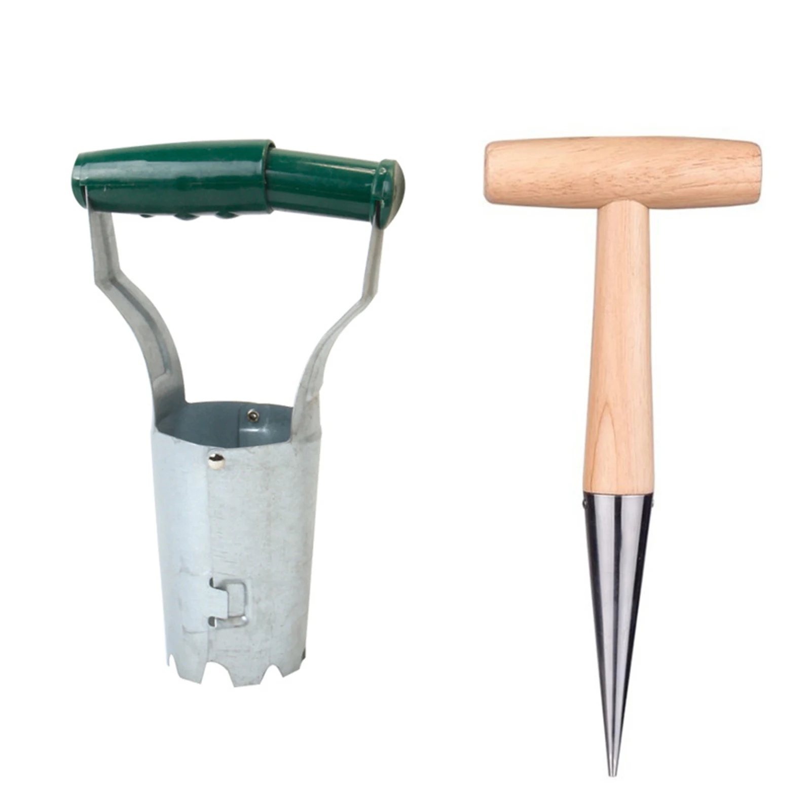 

2pcs Portable Vegetable Flower Succulents Seedling Transplanter Set Handheld Garden Tool Dibber With Hole Puncher Agricultural